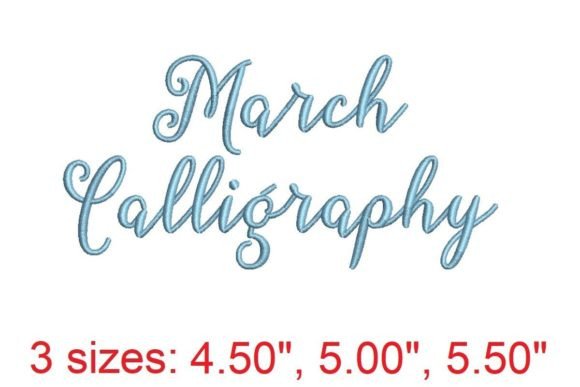 March Calligraphy: Elegant Embroidery Design